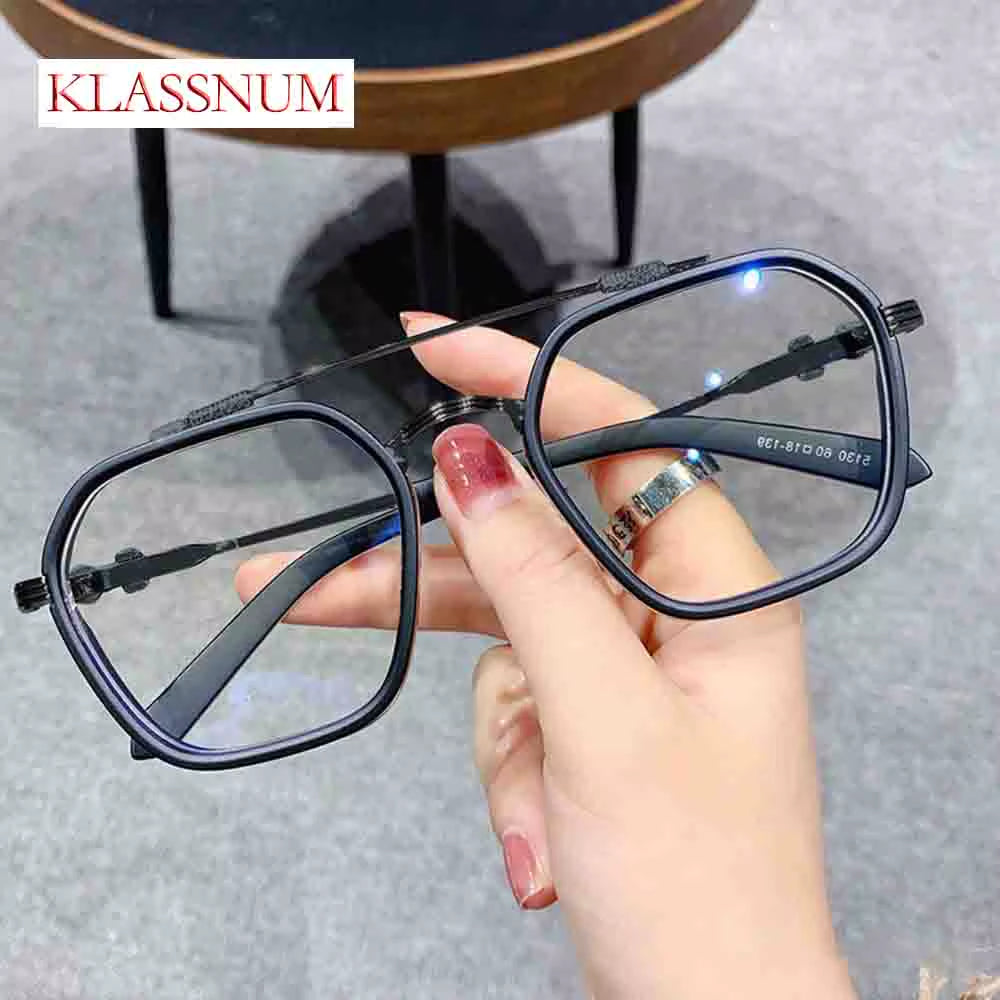 New Fashion Men Sunglasses Oversized Frame Women Anti-Blue Light Transparent Glasses UV400 Eyewear Flat Mirror Eyeglas