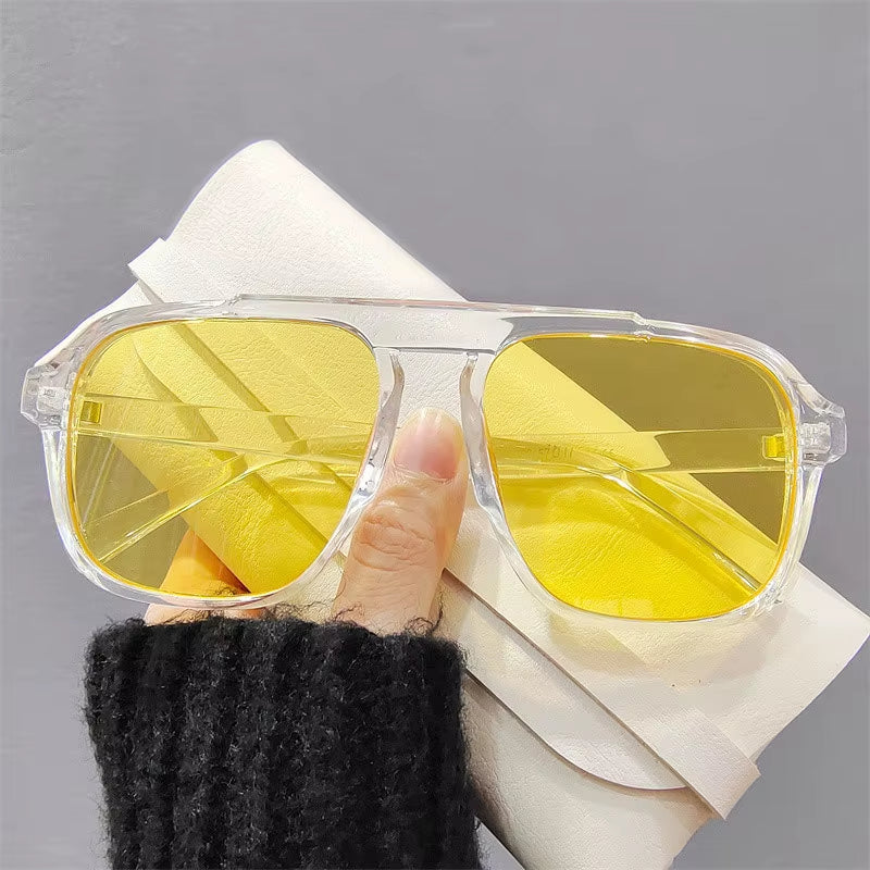 New Fashion Men Sunglasses Oversized Frame Women Anti-Blue Light Transparent Glasses UV400 Eyewear Flat Mirror Eyeglas