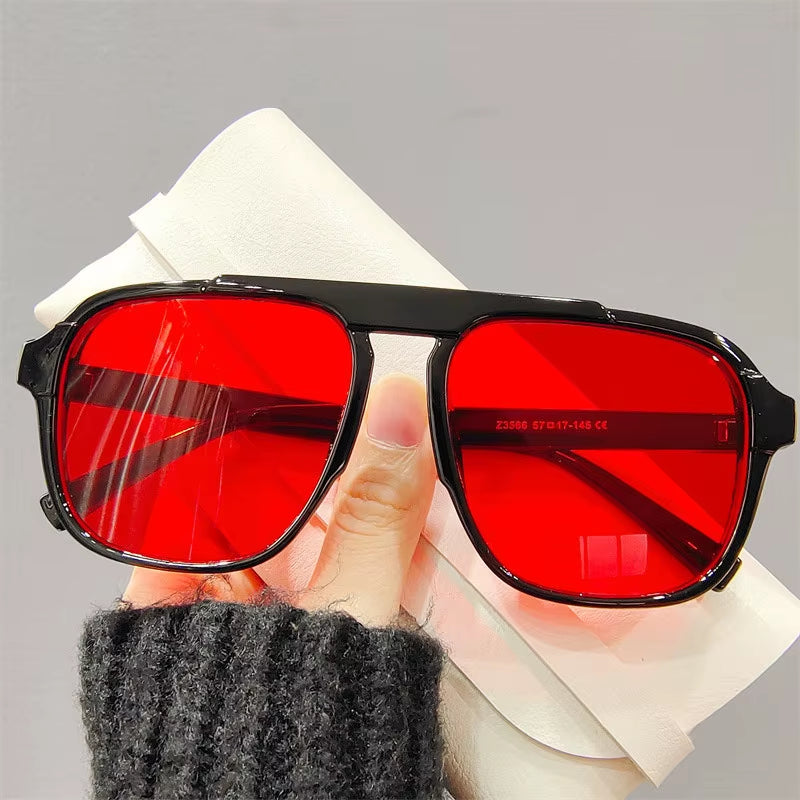 New Fashion Men Sunglasses Oversized Frame Women Anti-Blue Light Transparent Glasses UV400 Eyewear Flat Mirror Eyeglas