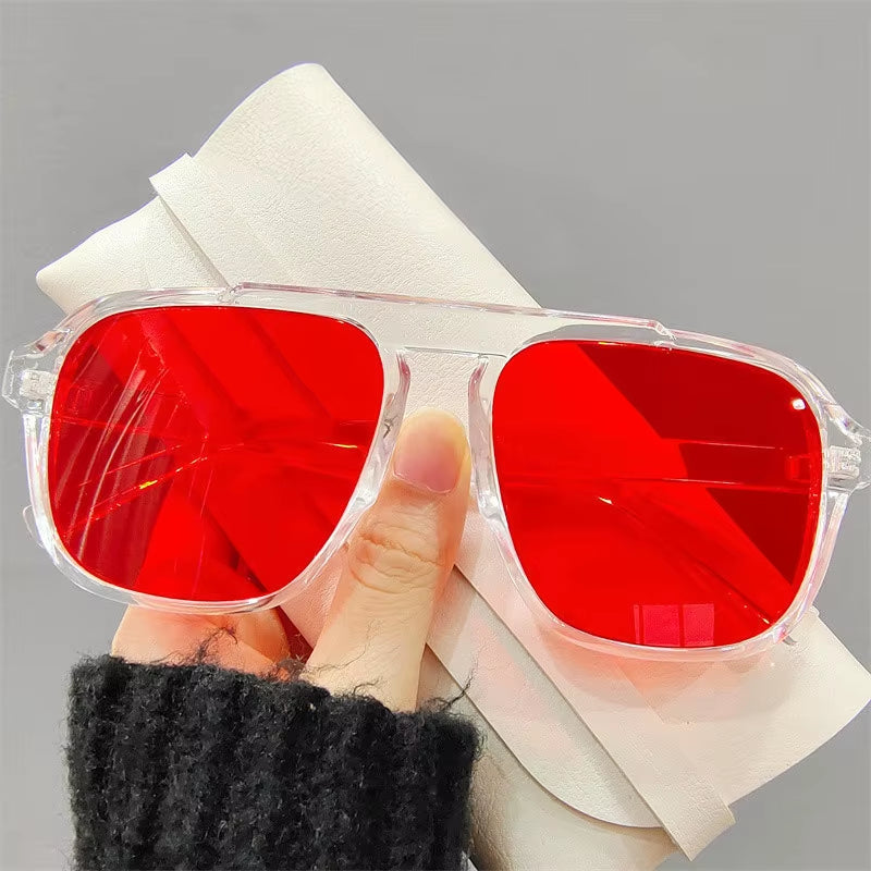New Fashion Men Sunglasses Oversized Frame Women Anti-Blue Light Transparent Glasses UV400 Eyewear Flat Mirror Eyeglas
