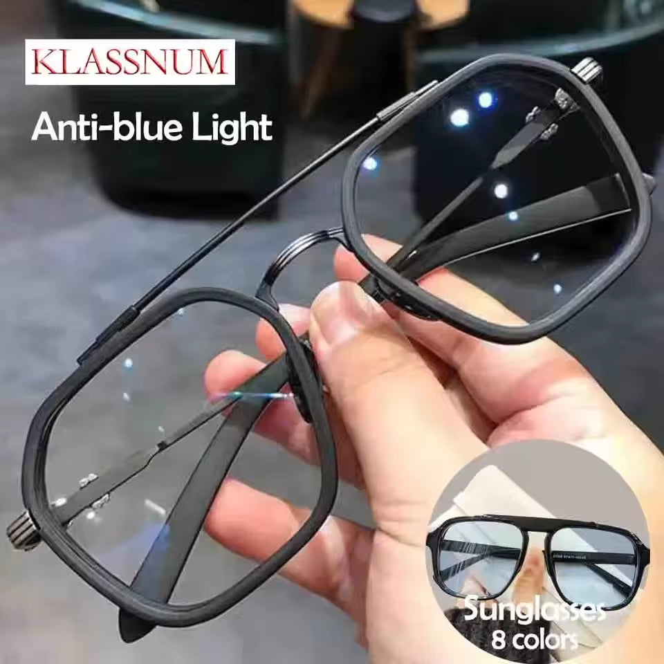 New Fashion Men Sunglasses Oversized Frame Women Anti-Blue Light Transparent Glasses UV400 Eyewear Flat Mirror Eyeglas