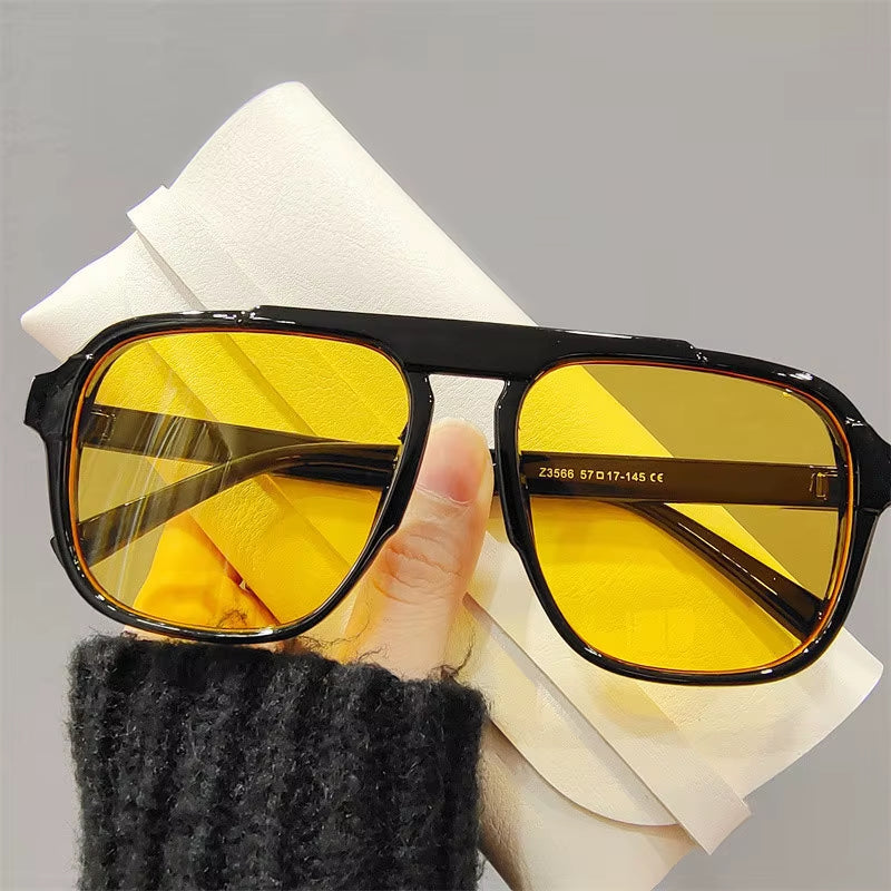 New Fashion Men Sunglasses Oversized Frame Women Anti-Blue Light Transparent Glasses UV400 Eyewear Flat Mirror Eyeglas
