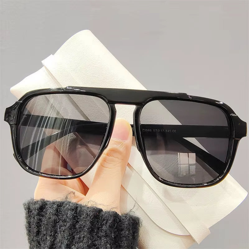New Fashion Men Sunglasses Oversized Frame Women Anti-Blue Light Transparent Glasses UV400 Eyewear Flat Mirror Eyeglas