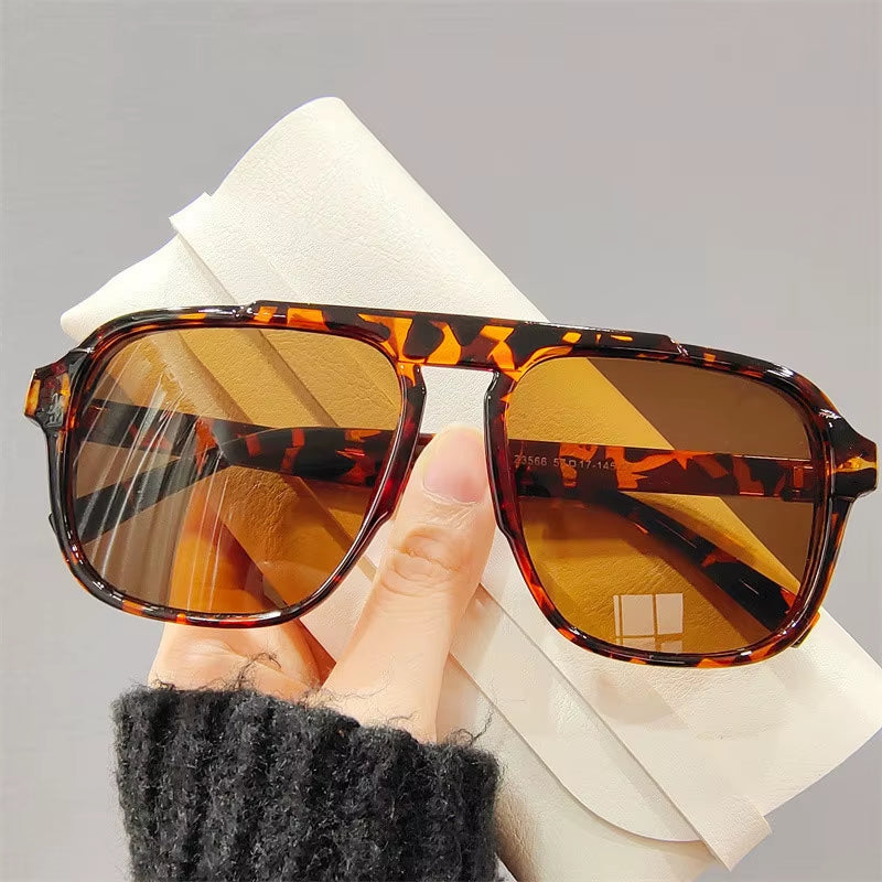 New Fashion Men Sunglasses Oversized Frame Women Anti-Blue Light Transparent Glasses UV400 Eyewear Flat Mirror Eyeglas