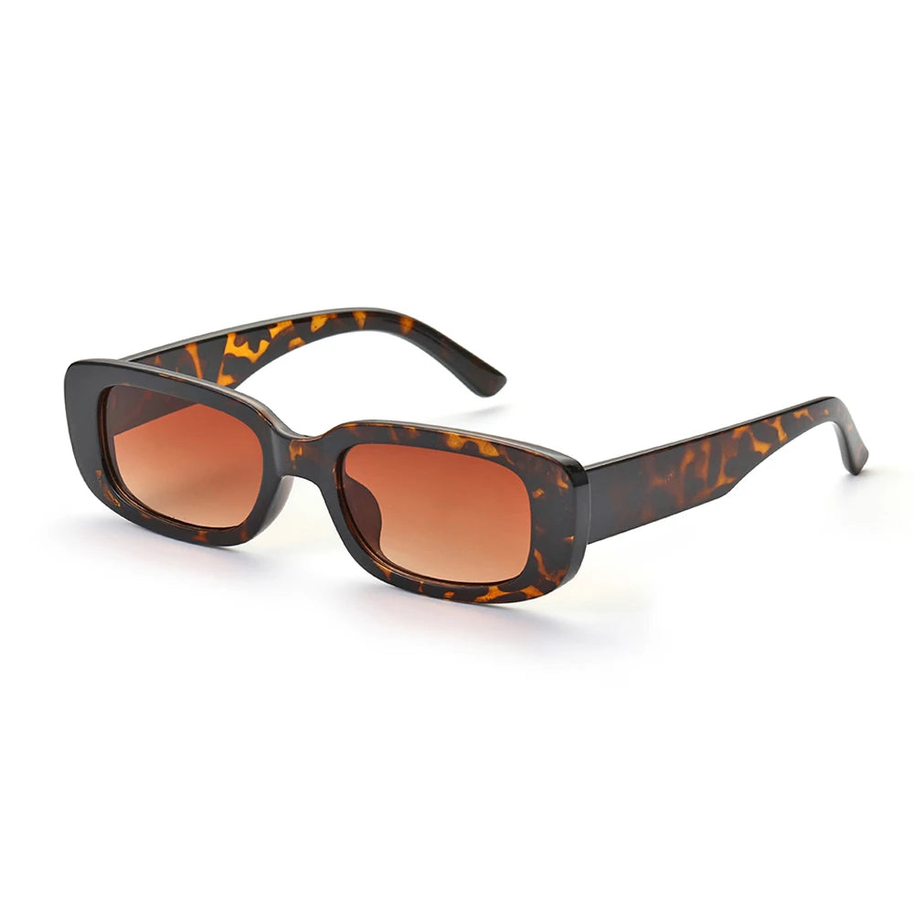 2021 New Travel Retro Women Men Hiking Sunglasses Chic Small Rectangle Sun Glasses UV 400 Black Leopard Shade Outdoor Eyewear